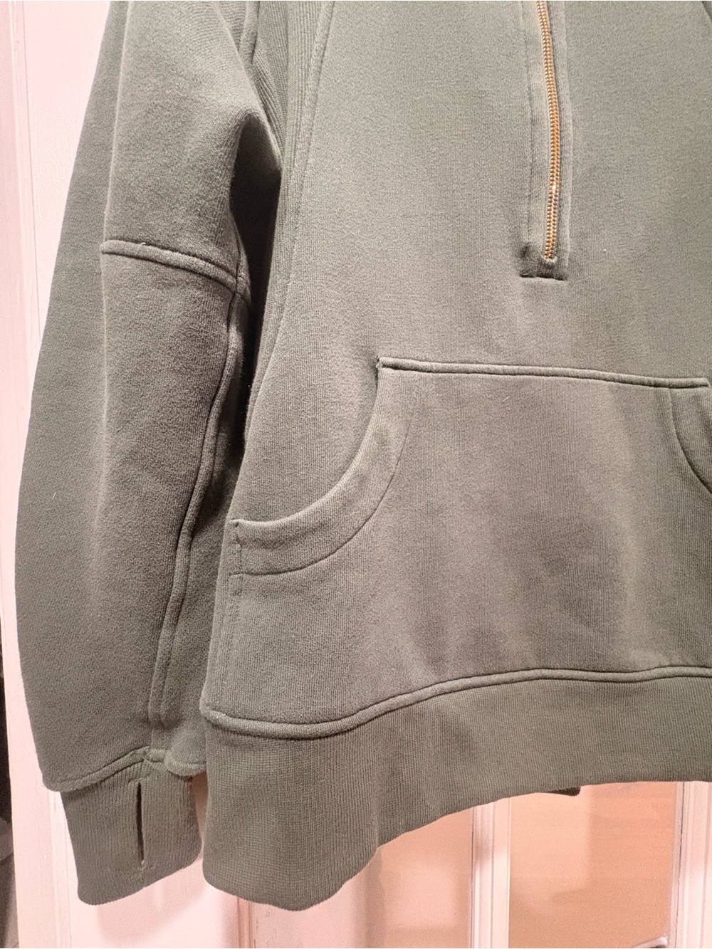 Lululemon Scuba Oversized Half Zip Hoodie Green Funnel Neck Thumbholes Women’s - Picture 3 of 7